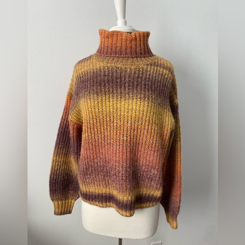 Old Navy Cozy Ombre’ “Warm Space Dye” Stripe Knit Turtleneck Sweater S - Picture 2 of 9